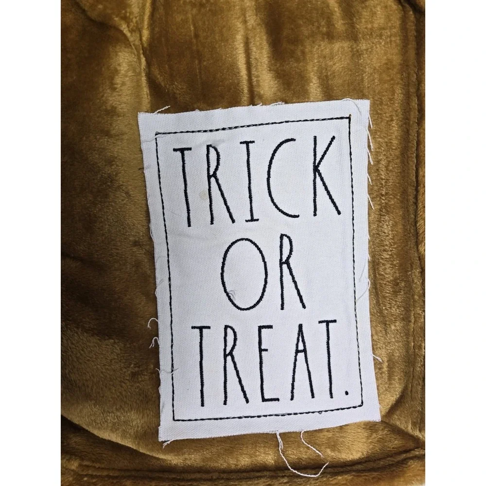 Rae Dunn Printed plush throw blanket soft NEW orange/brown Trick Treat Halloween